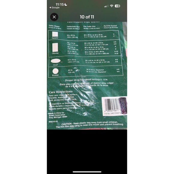 Trim A Home Christmas Vinyl Tablecloth 52" X 102" Flannel Back Holly Poinsettia - Picture 12 of 12